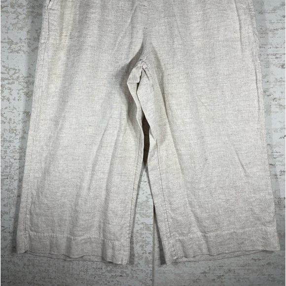 BANANA REPUBLIC Oatmeal Linen Blend Wide Leg Crop Flax Pants Size Large - Picture 2 of 9
